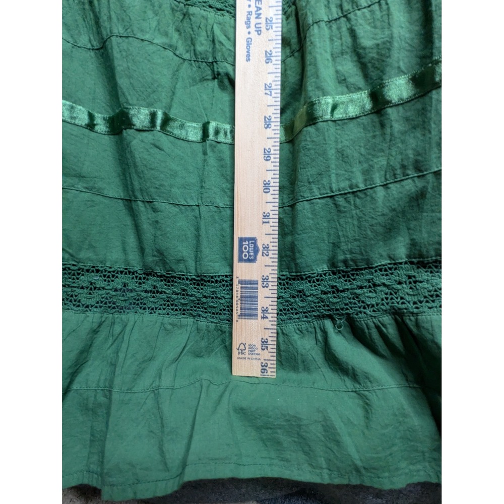 HolyClothing Green Cotton Lace Tiered Maxi Dress Smocked Waist Renaissance 2X - Picture 11 of 12